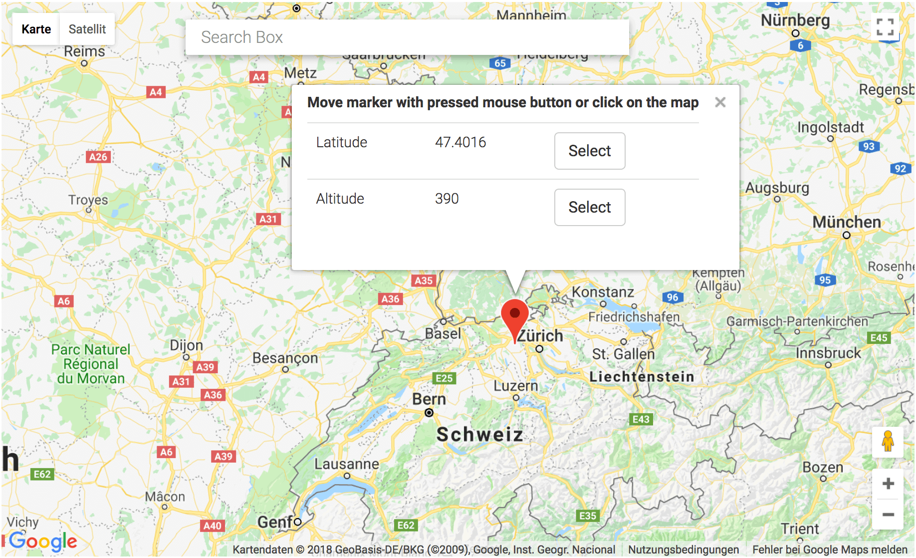 Google Maps Interface