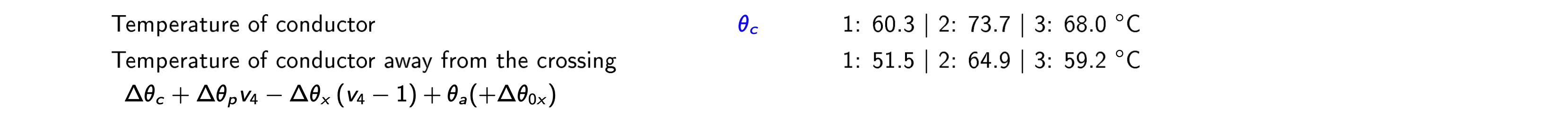 Example of temperature output