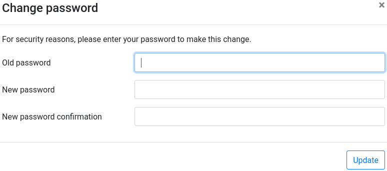 Password change modal