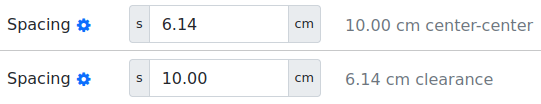 Spacing inputs