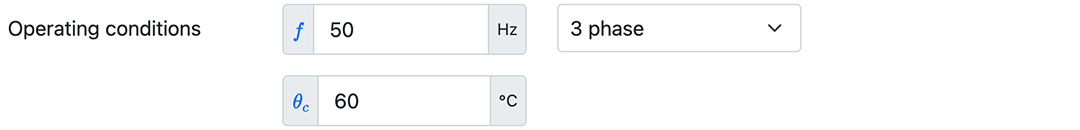 input of operational conditions
