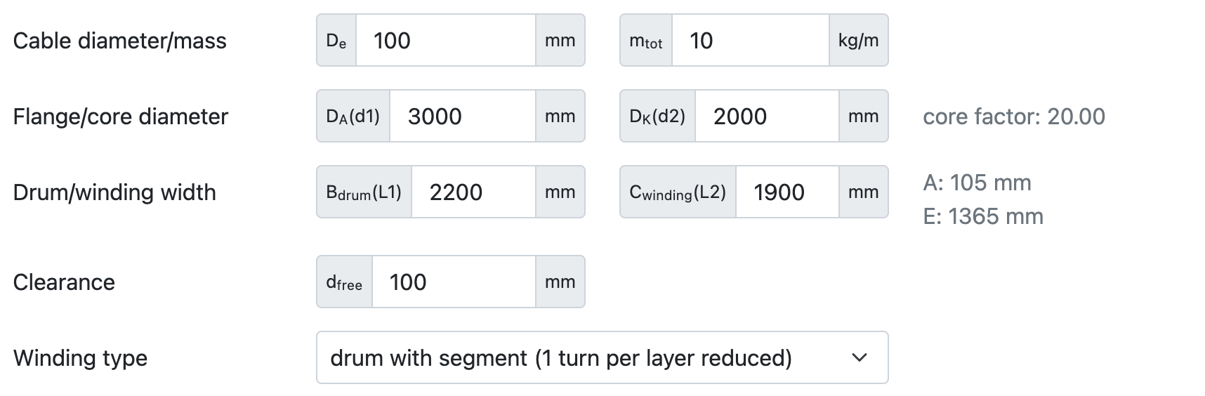 Cable drum inputs