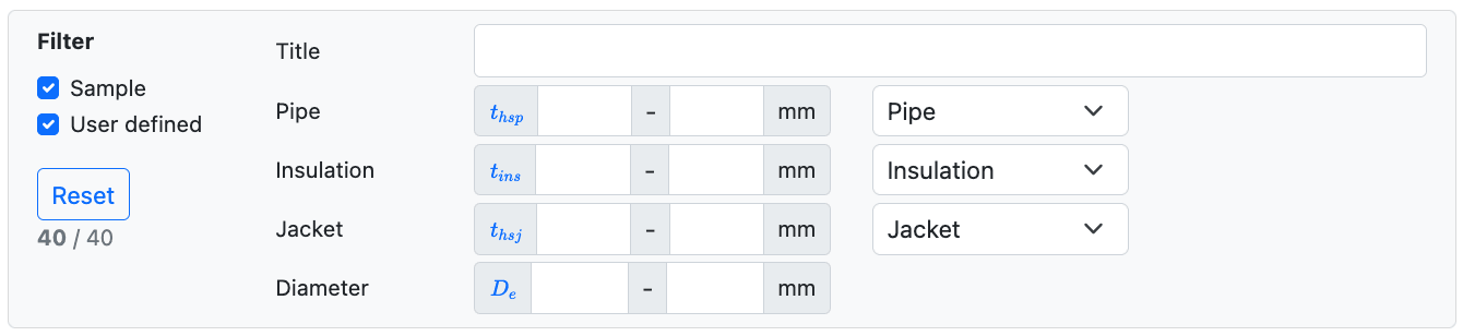Heat Source Library Filter Interface