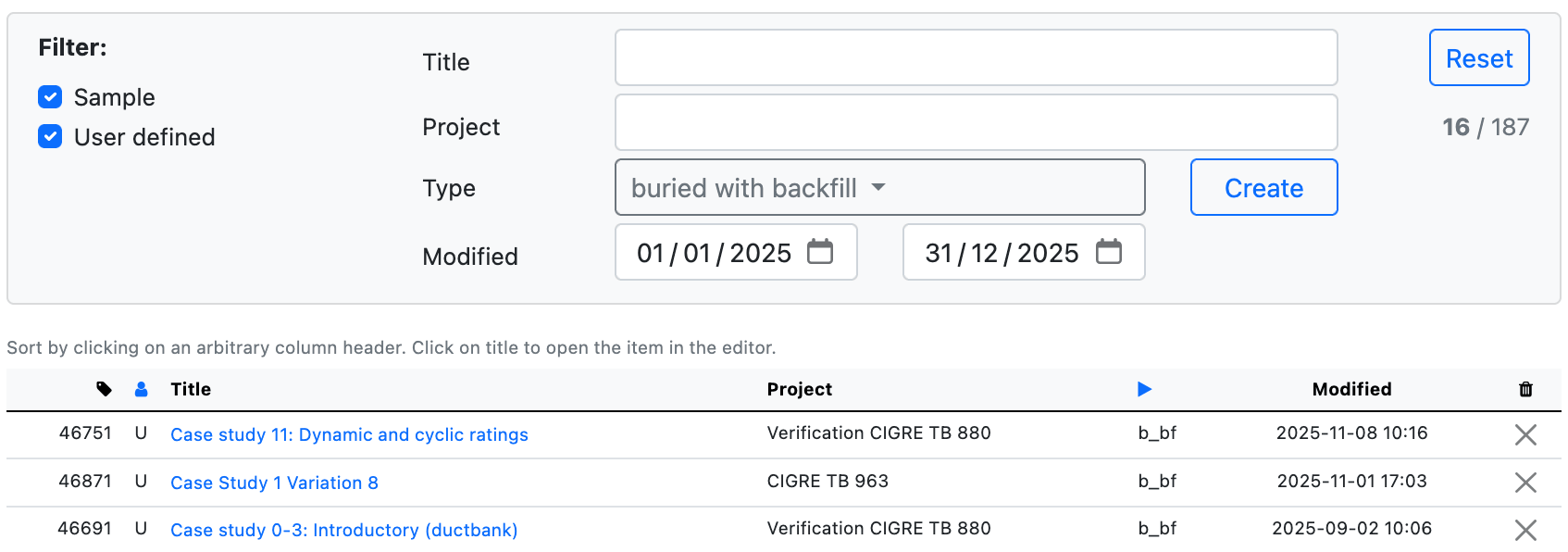 Project Library Filter Interface