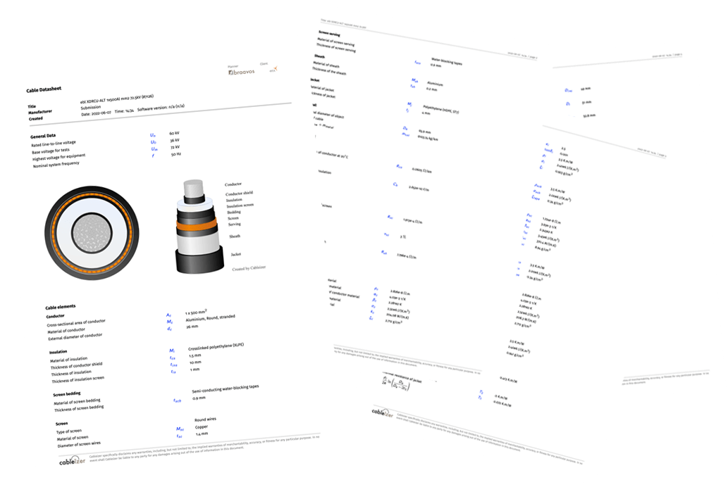 Cable datasheet