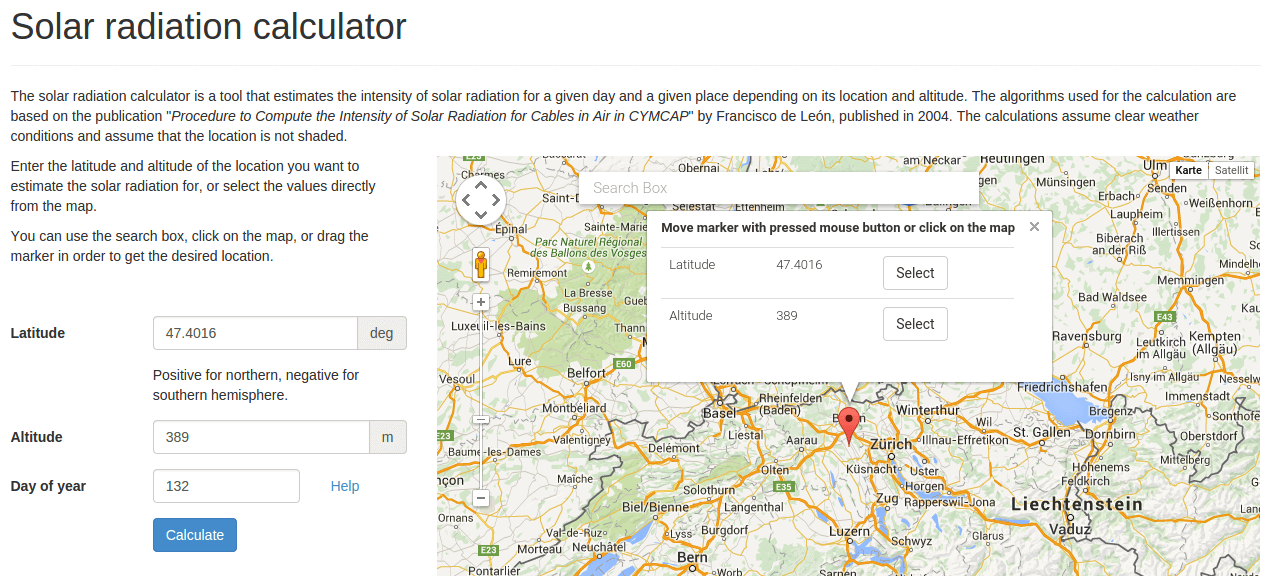 Solar radiation curves
